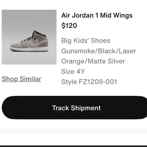 Boys Air Jordan 1 Mid Wings size 4Y